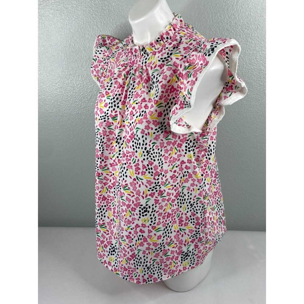 Pink Floral Women Large Blouse Ruffle Neck Multi Color Casual Top NWT - Picture 4 of 9